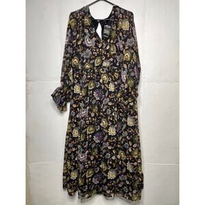 NEW Torrid Womens Maxi Dress Size 3X Black Paisley Floral Long Sleeve